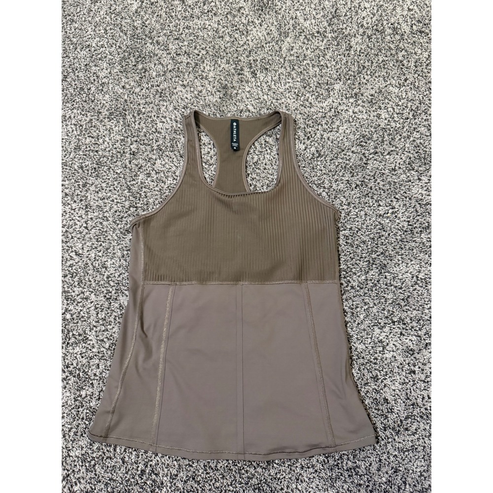 Athleta Women's Medium Taupe Ribbed Racerback Athletic Tank Top Yoga Workout